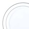 Smarty Had A Party 10.25" White with Silver Edge Rim Plastic Dinner Plates (120 Plates), 120PK 110S-CASE - alternate 1